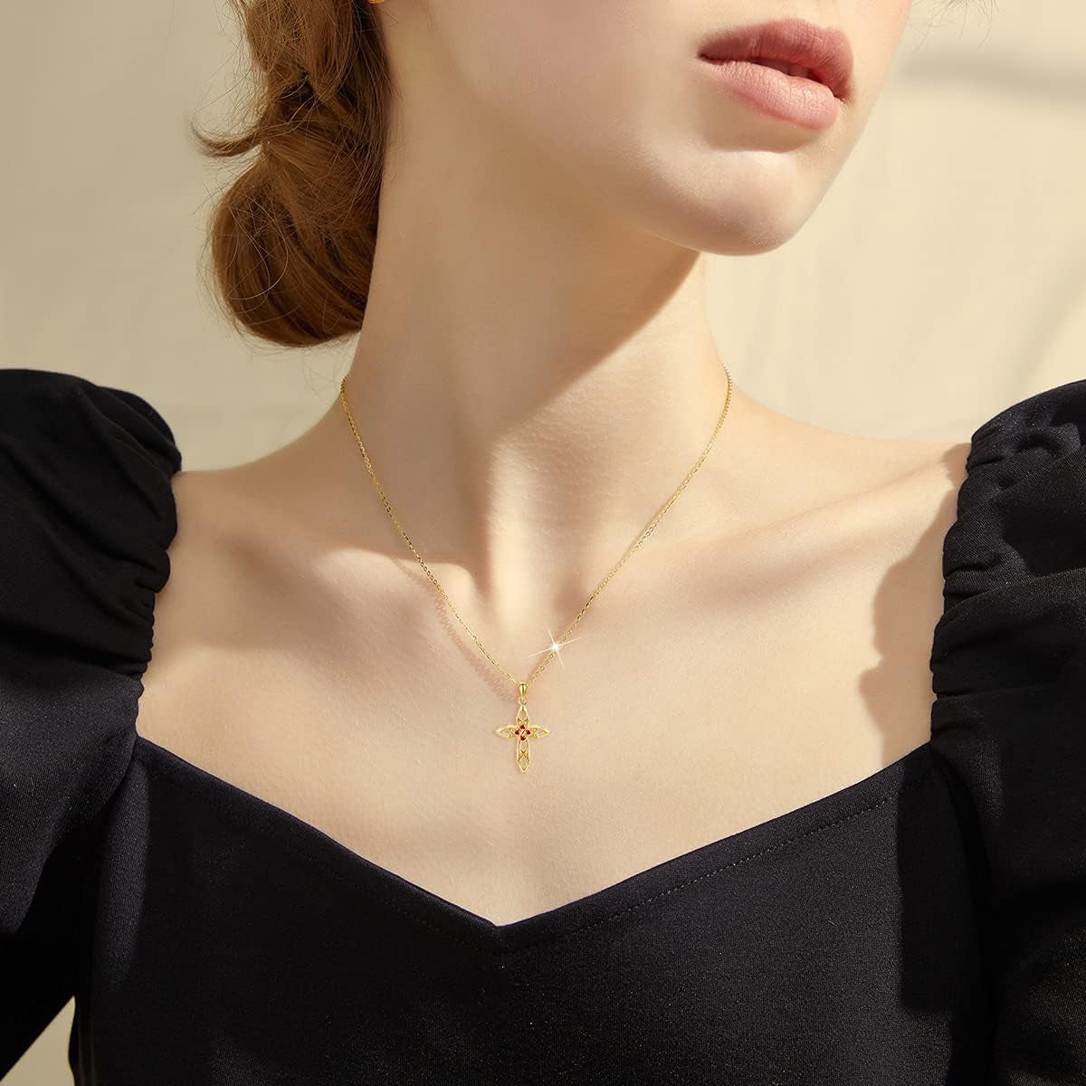 Cross Necklace Necklace for Women Cross Pendant 14K Solid Gold Cross Necklace Cross Necklaces for Women Anniversary Valentines Gifts for Her Womens Necklaces Cross Necklace