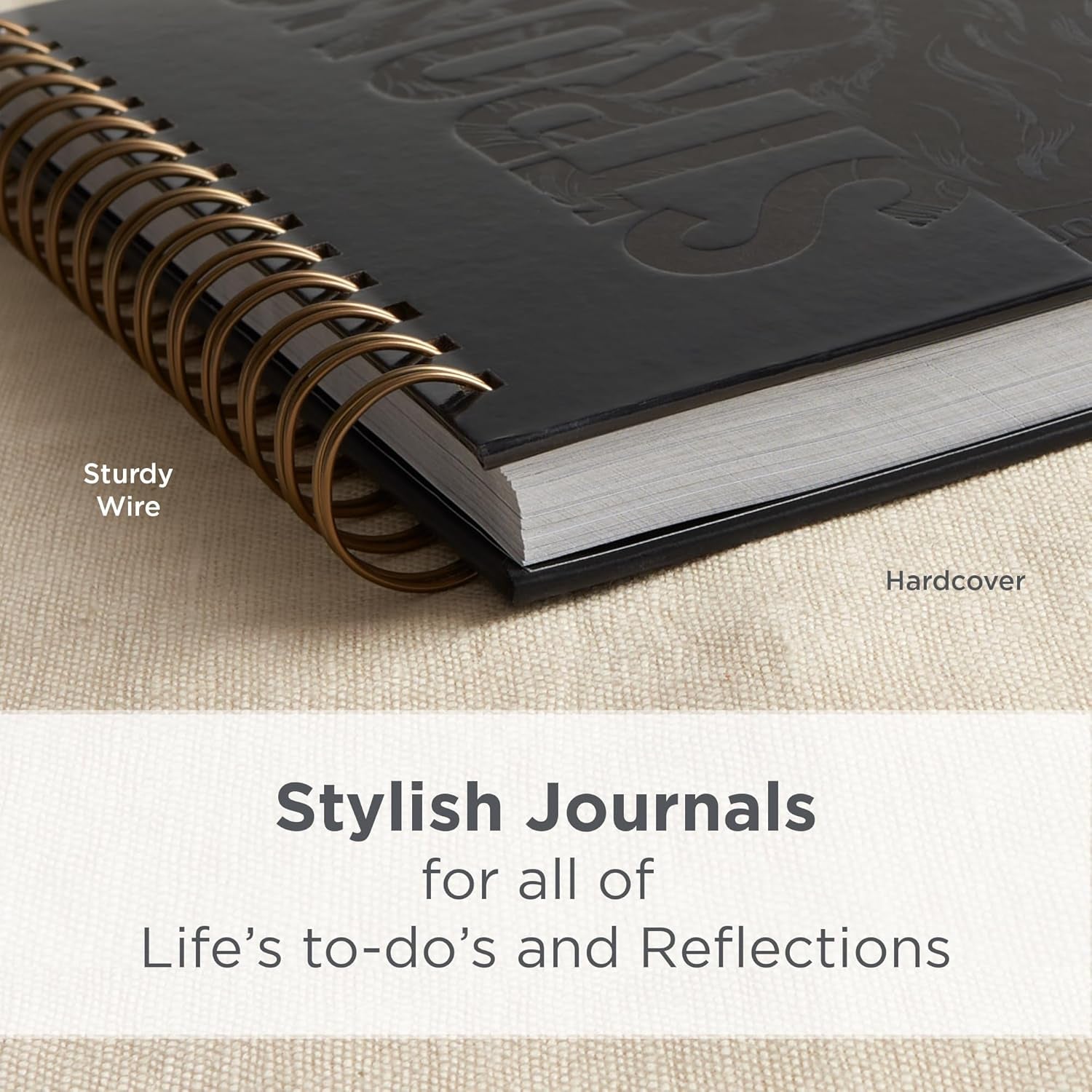 Christian Art Gifts Journal W/Scripture Strong Lion Joshua 1:9, Black and Gray 192 Ruled Pages, Large Hardcover Notebook, Wire Bound