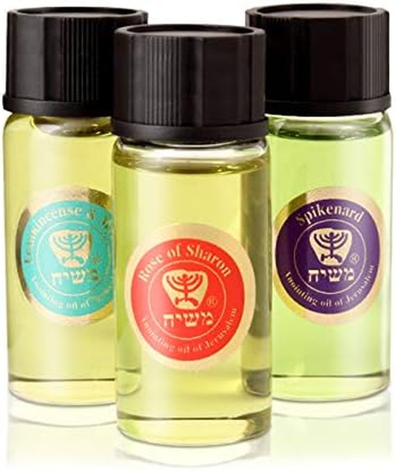 Anointing Oil from Israel - Set of 3 | from Jerusalem - Rose of Sharon, Myrrh and Frankincense, Spikenard Biblical Oils | Total Amount 1Oz Anointing Oil Made in Israel by