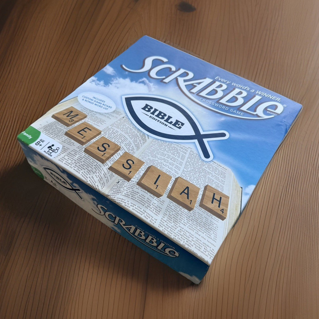 Scrabble Bible Edition Board Game Family Crossword Game Wood Tiles Hasbro 2010