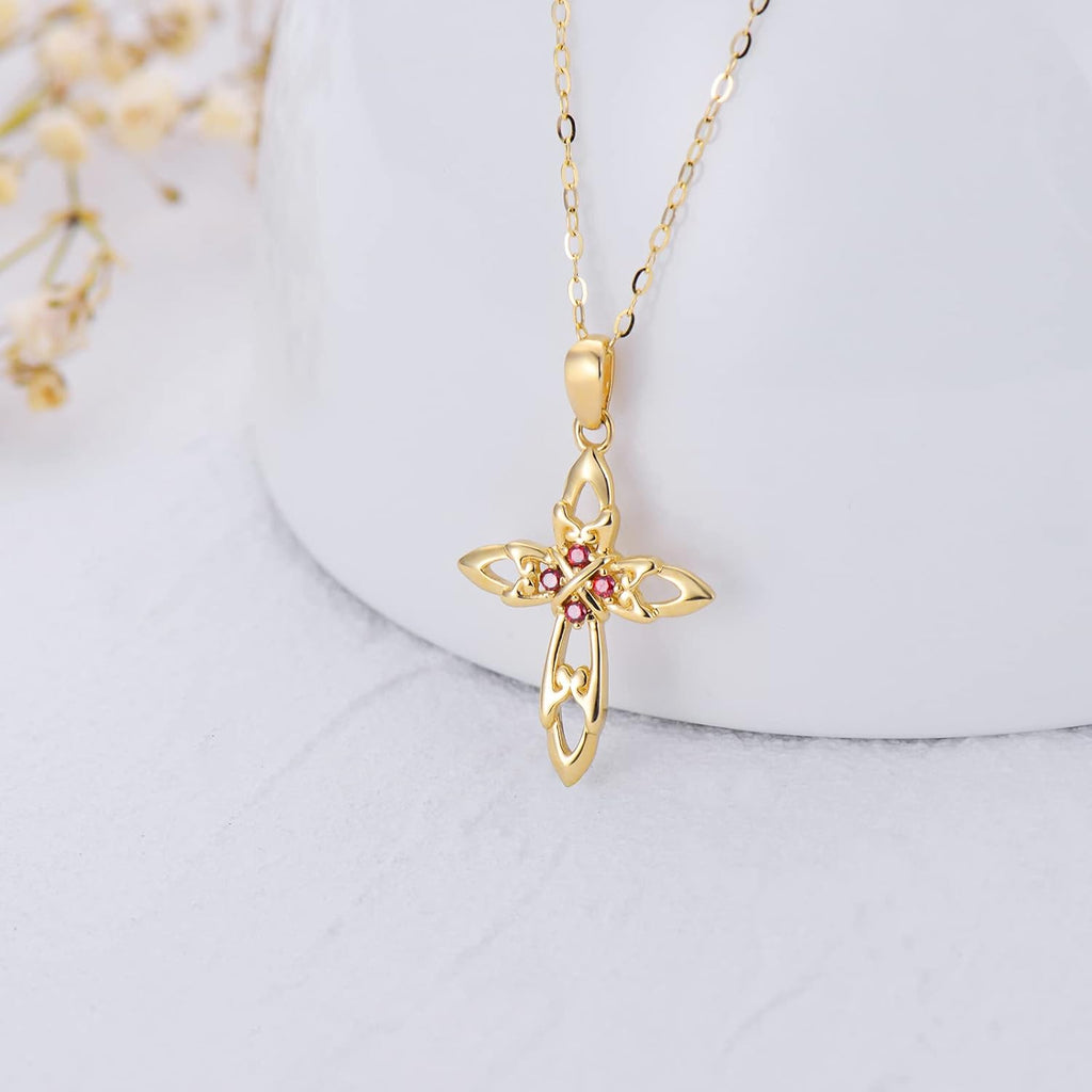 Cross Necklace Necklace for Women Cross Pendant 14K Solid Gold Cross Necklace Cross Necklaces for Women Anniversary Valentines Gifts for Her Womens Necklaces Cross Necklace