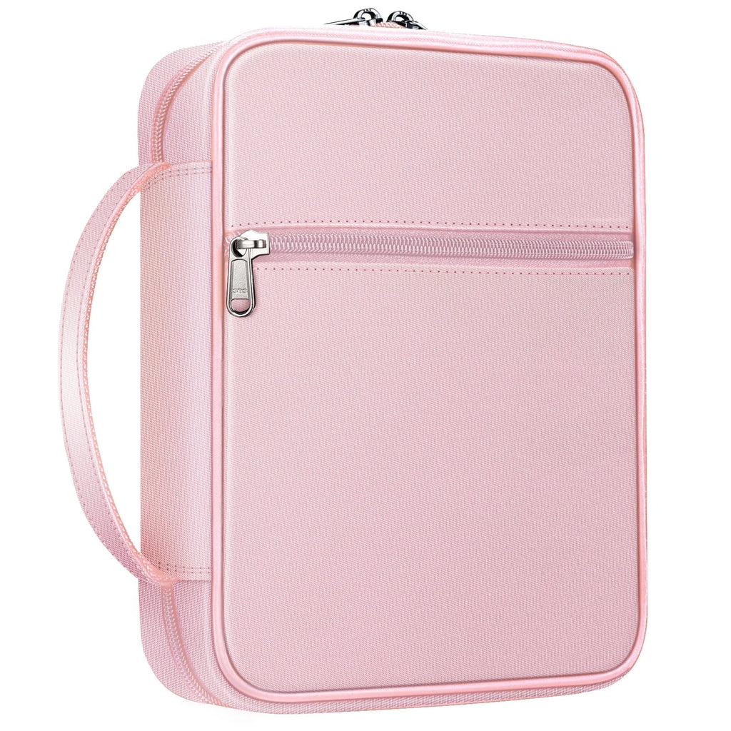 Bible Cover, Carrying Book Case Church Bag Bible Protective with Handle and Zippered Pocket, Perfect Gift for Men Women Father, Rose Gold
