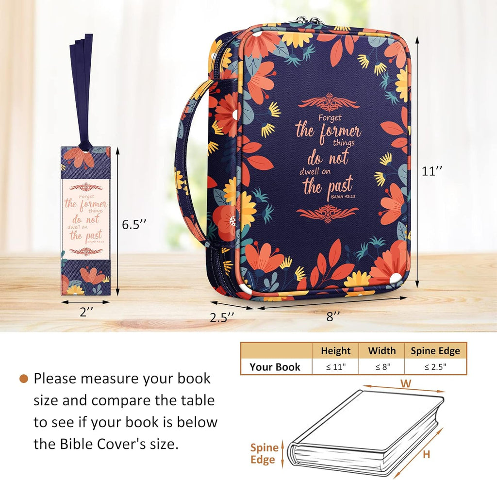 Floral Bible Cover W/A Bookmark,  Carrying Book Case Church Bag Bible Protective with Handle and Zippered Back Pocket, Perfect Gift for Adults Lady Women Mother, Colors of Autumn