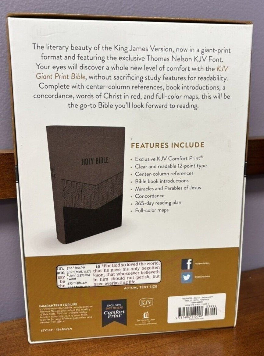 KJV Bible Giant Comfort Print Red Letter Edition Brown Leathersoft BRAND NEW!