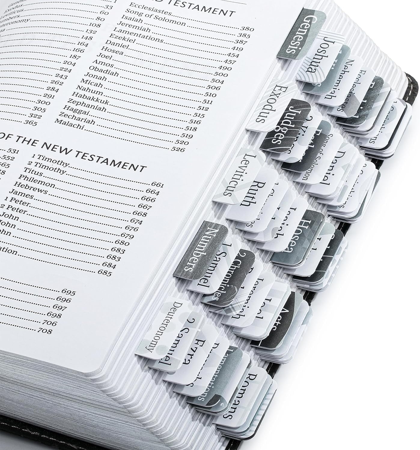 - Bible Tabs, 75 Tabs, Gray Theme, Laminated Bible Tabs for Women and Men