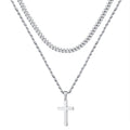 Yooblue Cross Necklace for Men - Stainless Steel Cross Chain Necklace