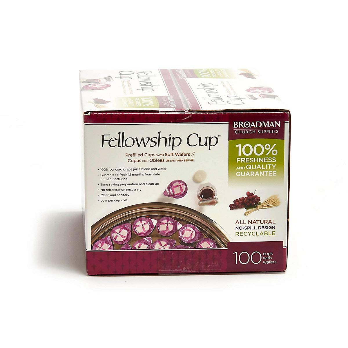 Pre-Filled Communion Fellowship Cup, Juice and Wafer Set, 100 Count
