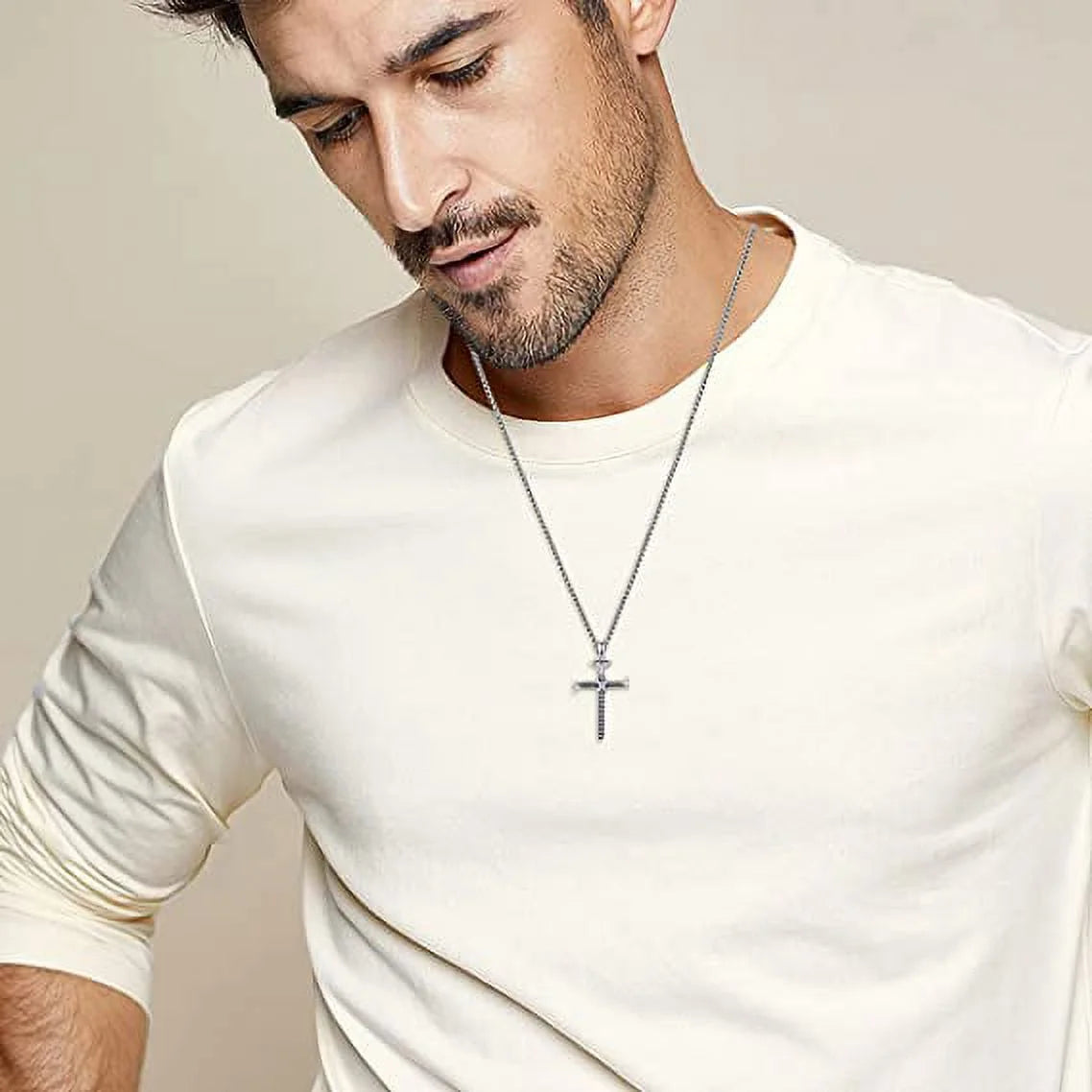 Cross Necklace 925 Sterling Silver Cross Pendant Necklace for Men Father