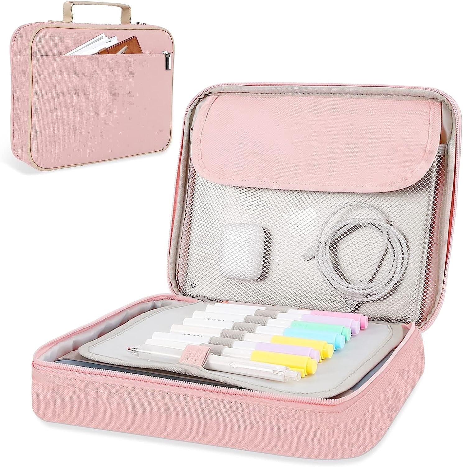 Large Bible Covers Bible Case with Handle and Zippered Pocket, Carrying Book Case Church Bag Bible Protective, Gift for Mother Lady Women Men - Pink