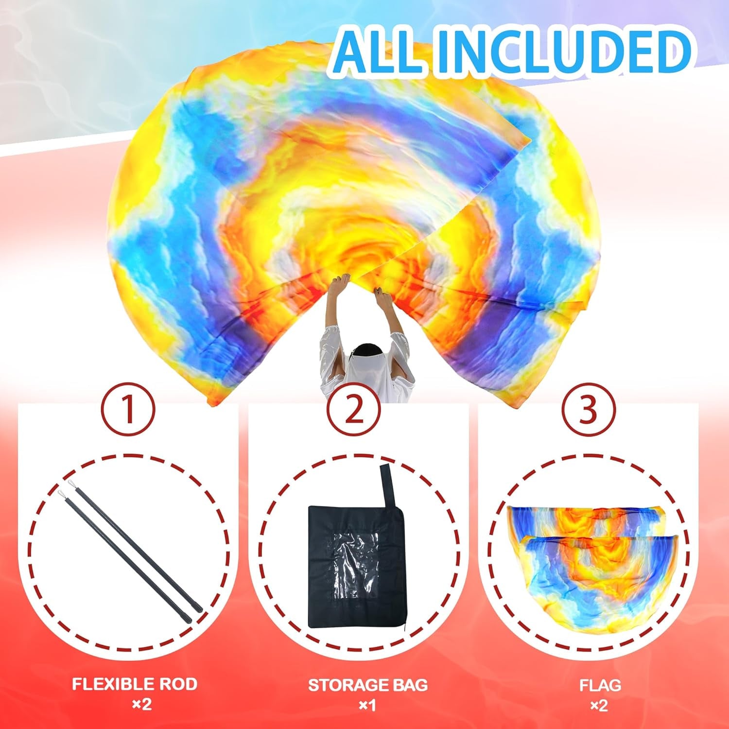 Worship Flags for Dance Church,Praise Dance Flags for Worship Set(2 Flags+ 2 Flexi Rods+1 Storage Bag) #SKM