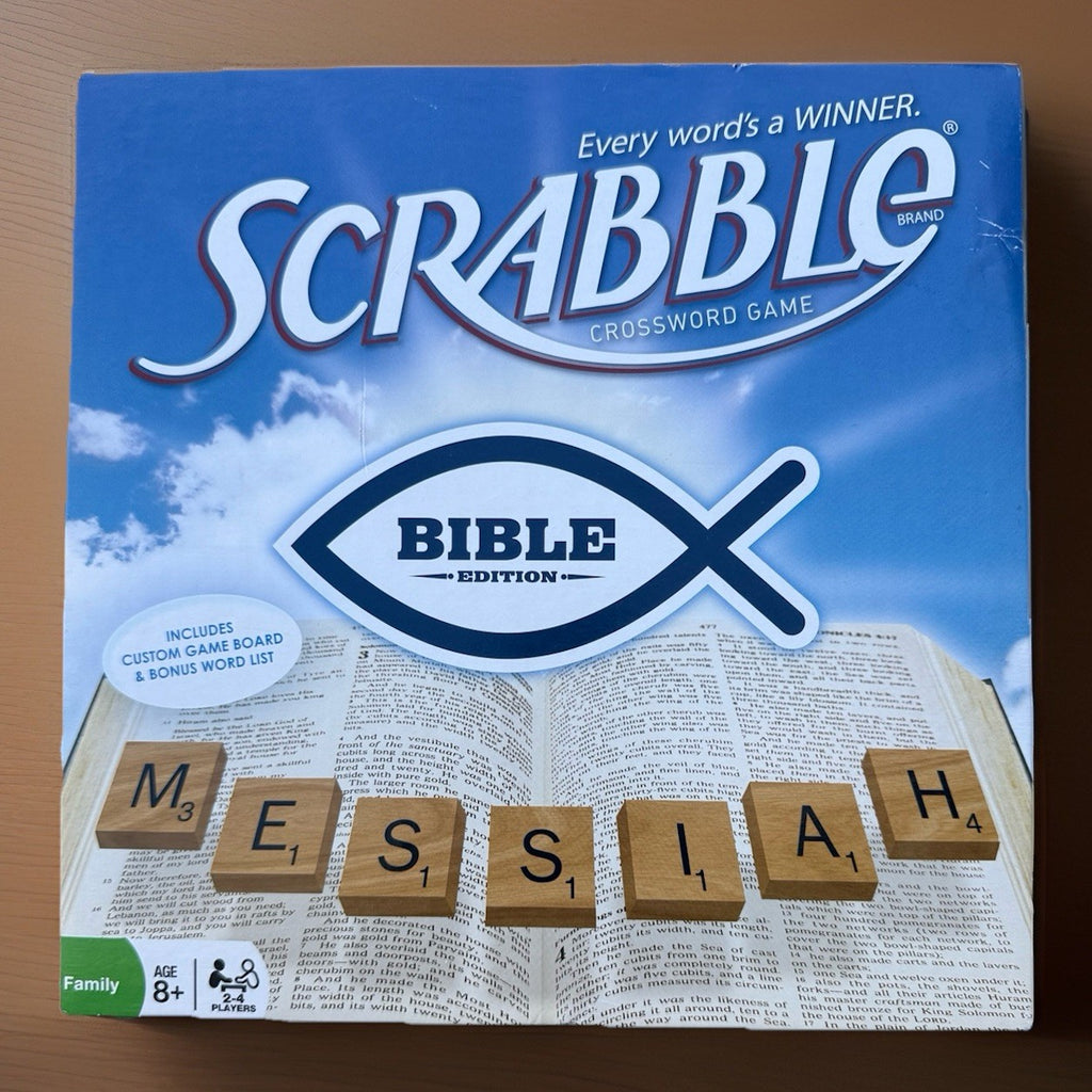 Scrabble Bible Edition Board Game Family Crossword Game Wood Tiles Hasbro 2010