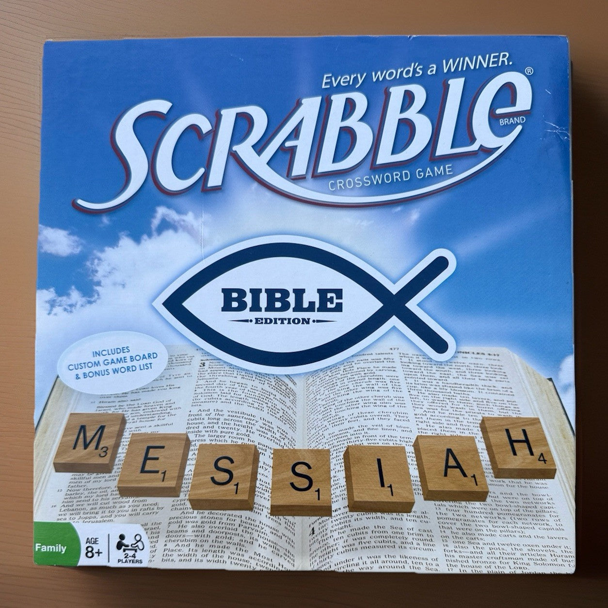 Scrabble Bible Edition Board Game Family Crossword Game Wood Tiles Hasbro 2010