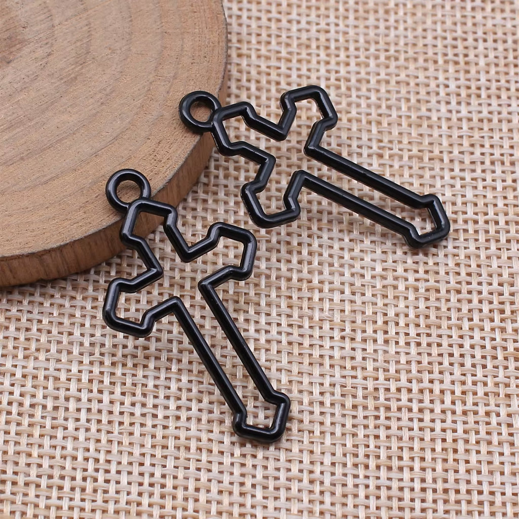 10Pcs 38X22Mm 3 Colors Hollow Cross Pendant Hollow Cross Charm Cross Pendants