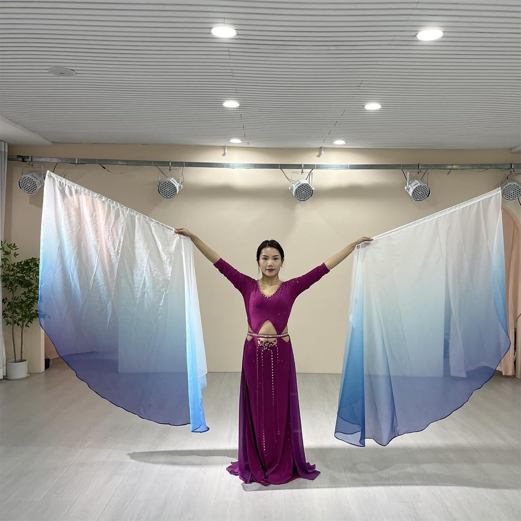 2PCS 55Inx75In Worship Flags Set for Church Praise Dance with Sticks (Blue)