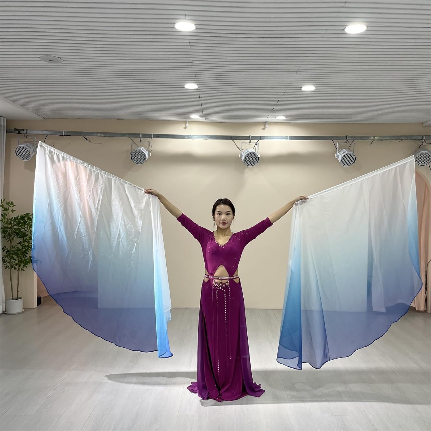 2PCS 55Inx75In Worship Flags Set for Church Praise Dance with Sticks (Blue)