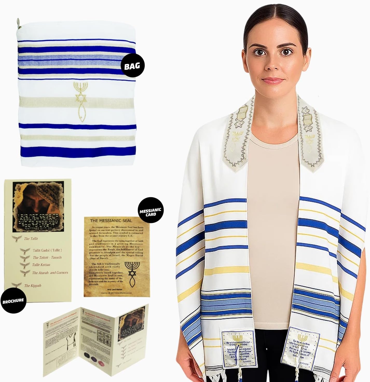 Messianic Christian Shawl/Tallit - the Messiah Tallit (72 X 22 Inches)