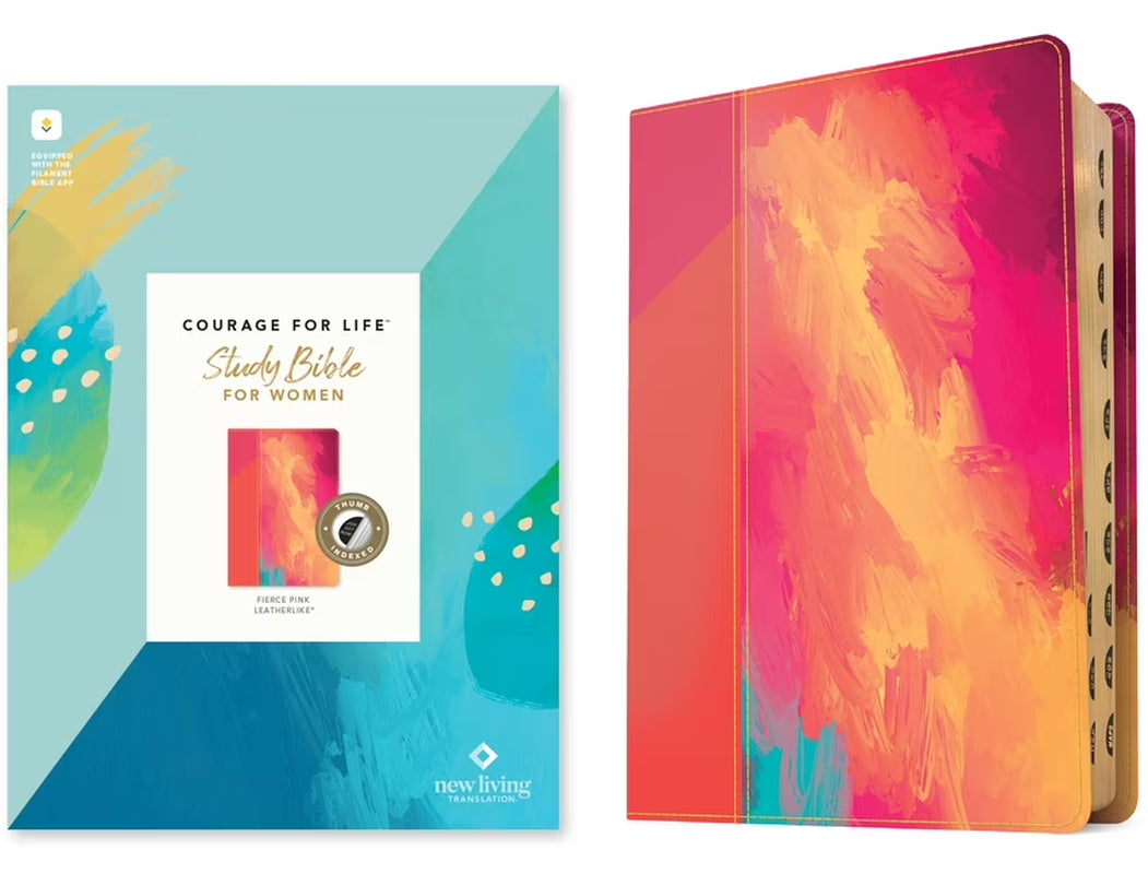 NLT Courage for Life Study Bible for Women (Leatherlike, Fierce Pink, Indexed, Filament Enabled) (Hardcover)