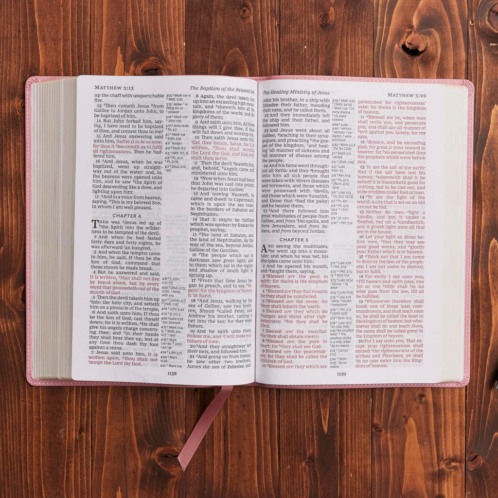 KJV Holy Bible: Large Print with 53,000 Center-Column Cross References, Pink Leathersoft, Red Letter, Comfort Print: King James Version