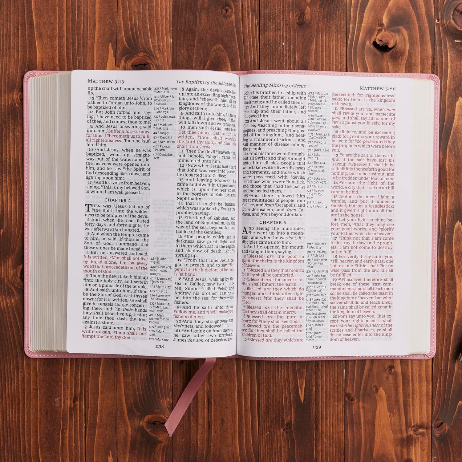 KJV Holy Bible: Large Print with 53,000 Center-Column Cross References, Pink Leathersoft, Red Letter, Comfort Print: King James Version