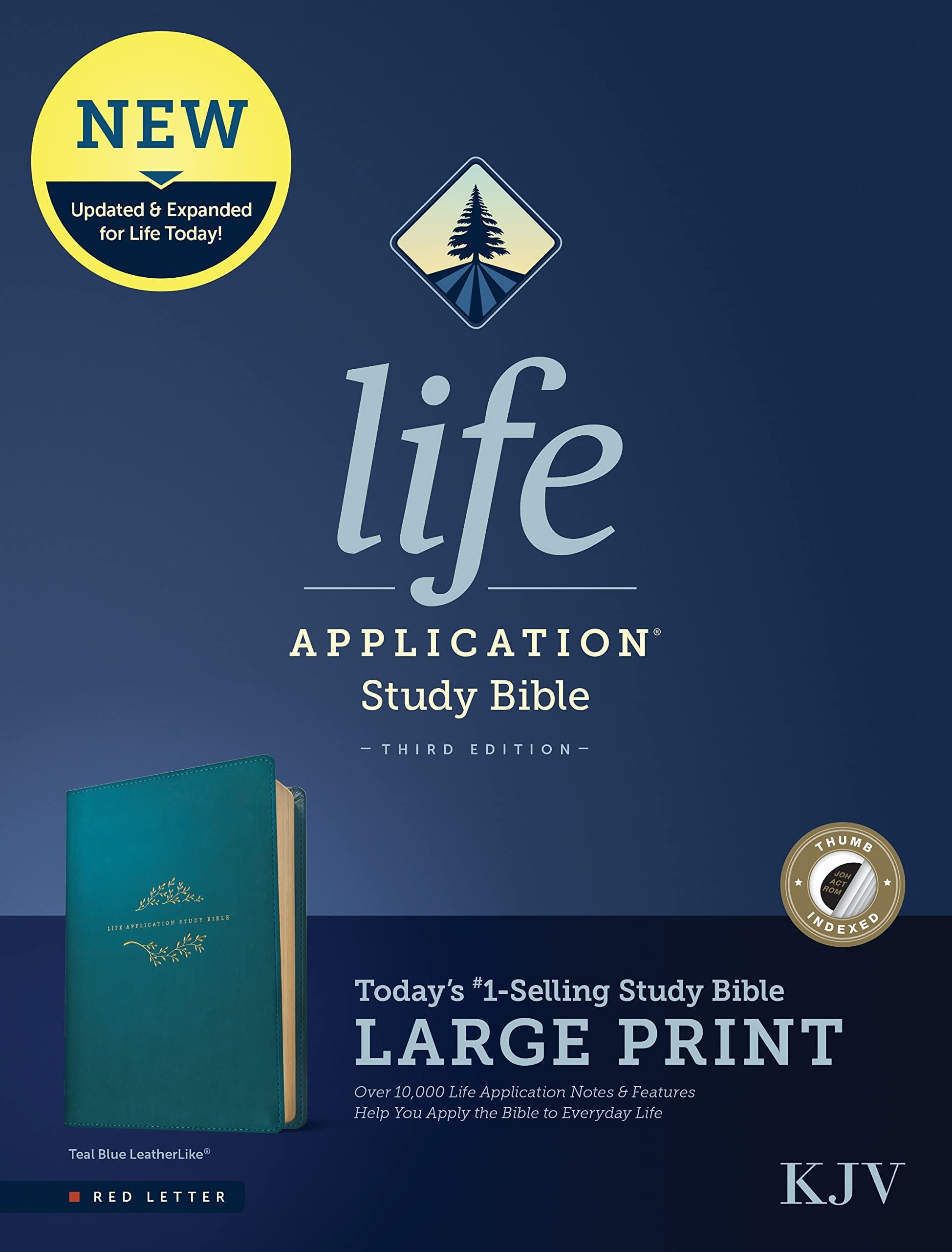 KJV Life Application Study Bible, Third Edition, Large Print (Leatherlike, Teal Blue, Indexed, Red Letter) (Hardcover)