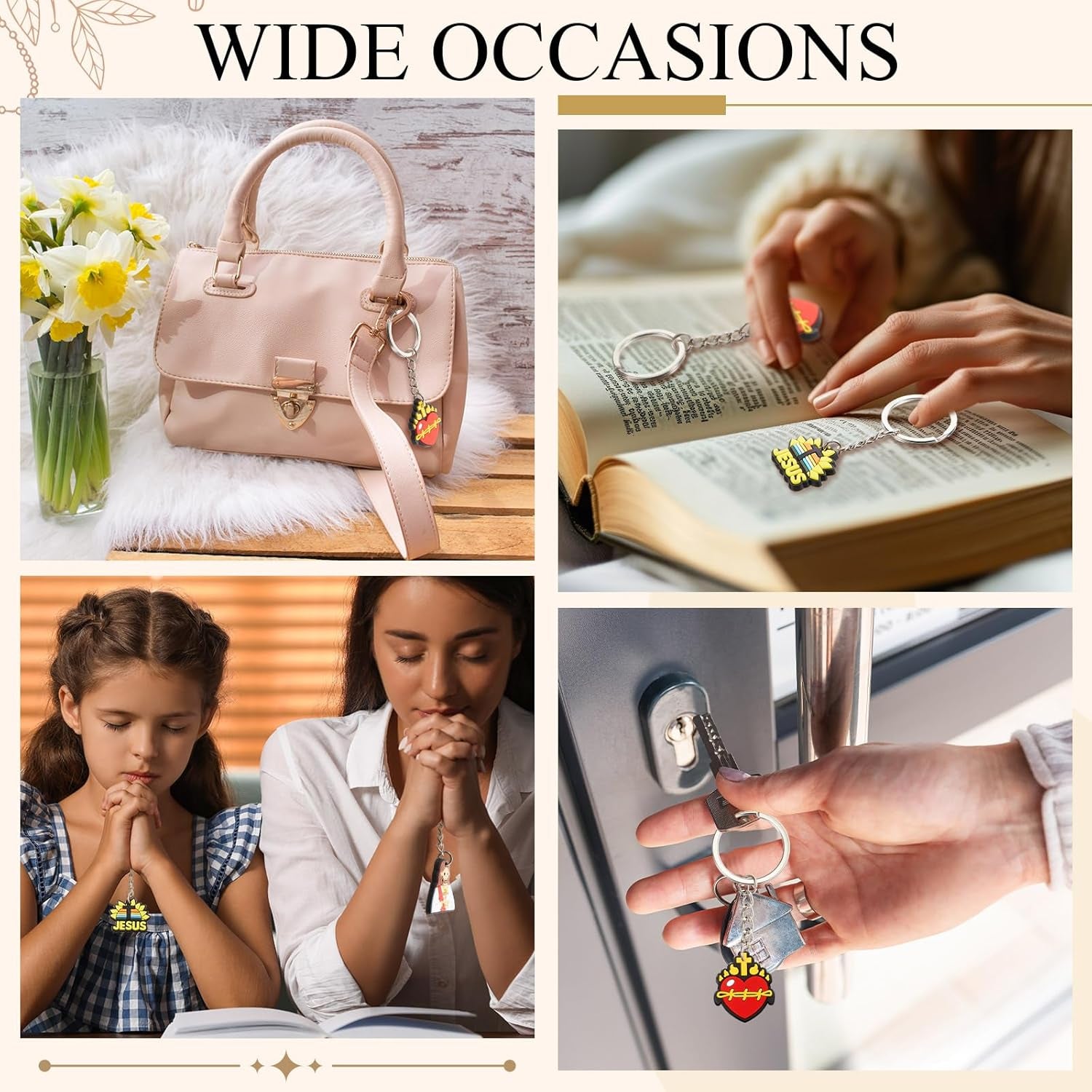 36 Pcs Christian Keychains Jesus Bible Verse Key Chains Bulk for Women Easter Gifts Religious Christian Prizes Cross Scripture Church Party Favors Supplies (Cute)