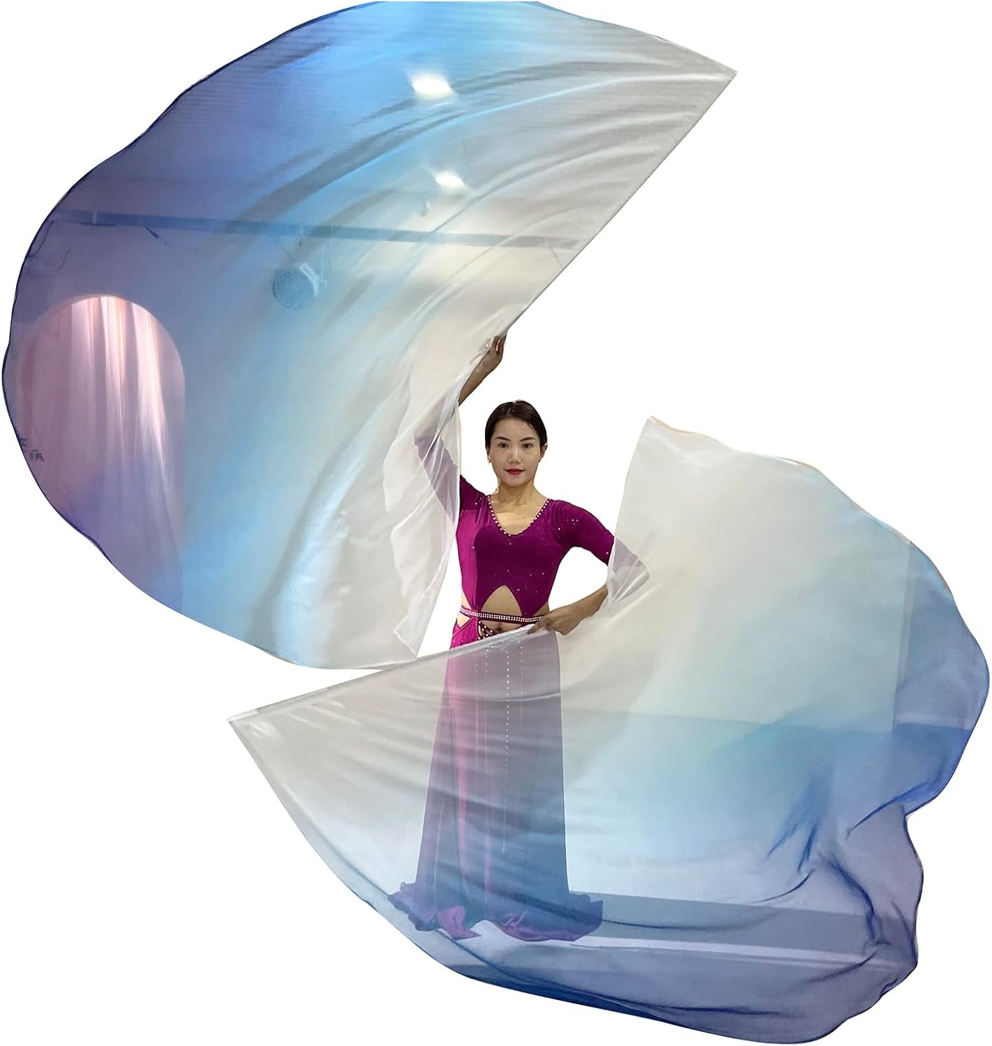 2PCS 55Inx75In Worship Flags Set for Church Praise Dance with Sticks (Blue)