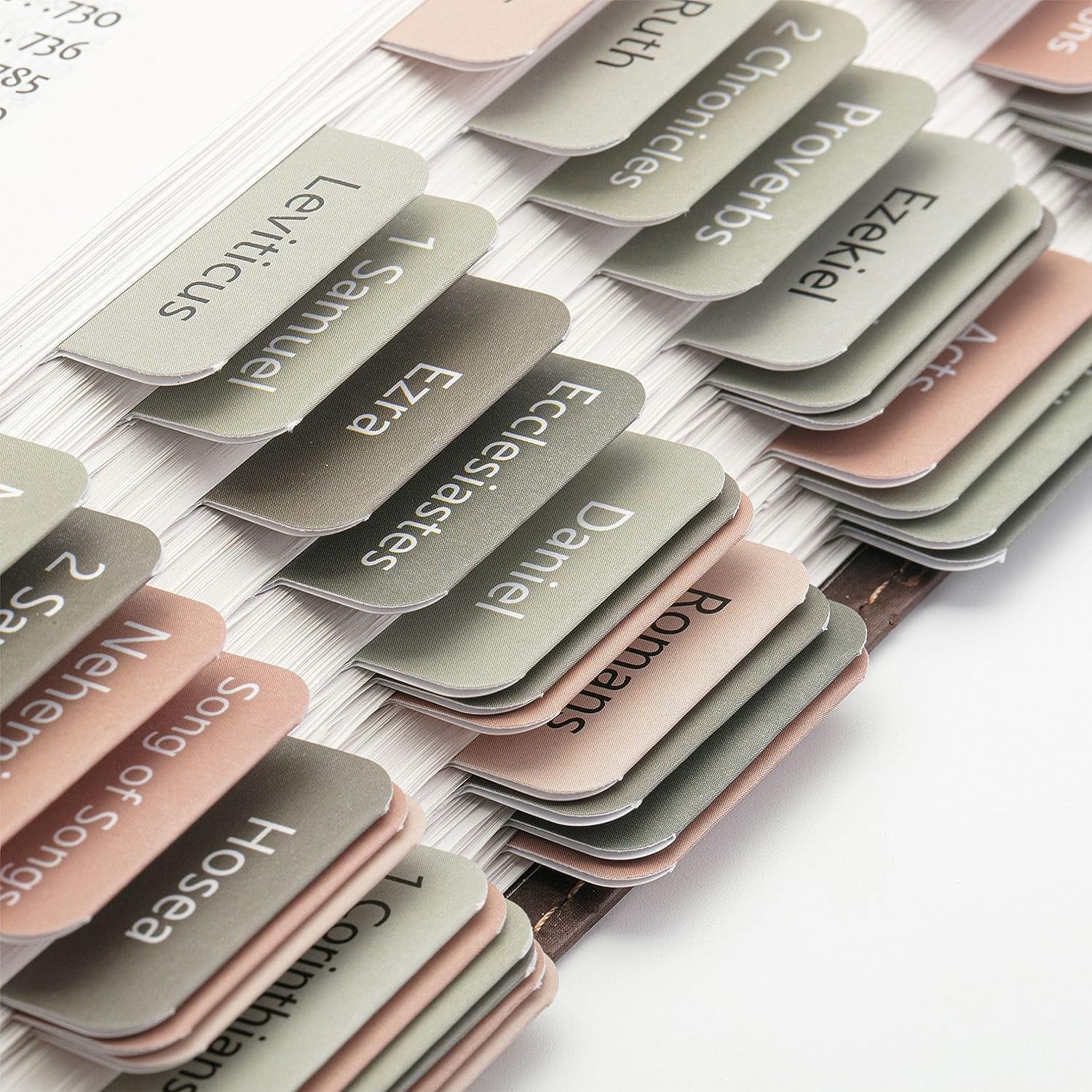 - Bible Tabs, 75 Tabs, Green Terracotta, Vintage, Laminated Bible Tabs for Women and Men