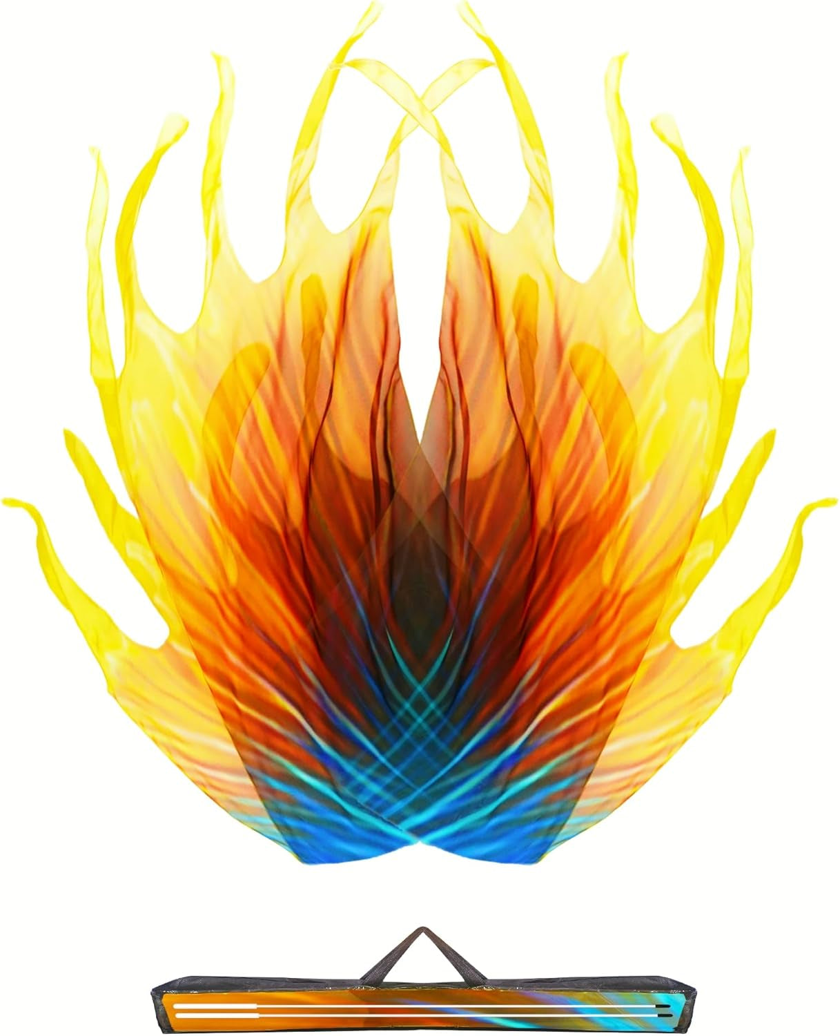 55'' Double Layered Worship Flags for Dance Church, Praise Dance Flags for Worship, Praise Flag with Flexible Rod and Storage Bag, Set of 2, Yellow-Orange-Blue