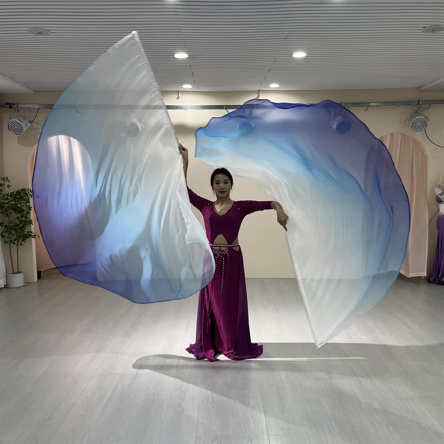 2PCS 55Inx75In Worship Flags Set for Church Praise Dance with Sticks (Blue)