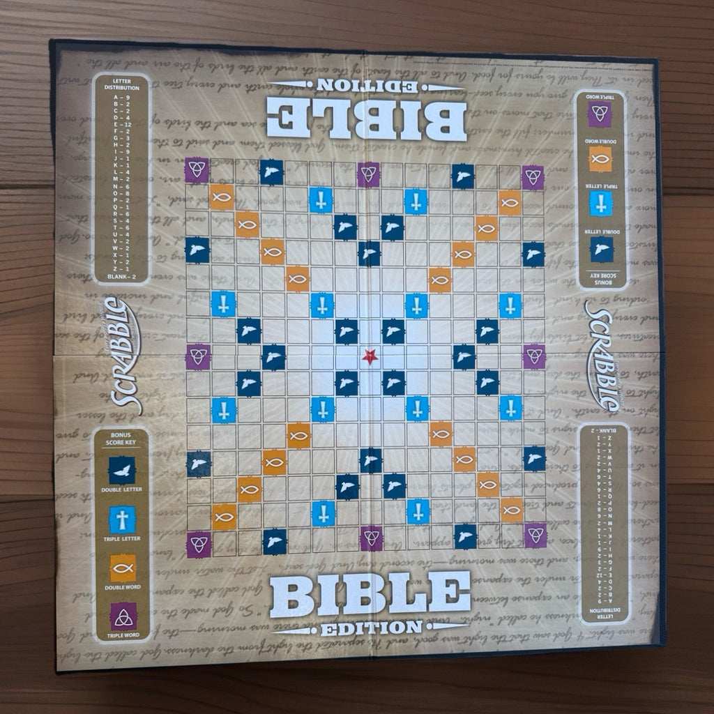 Scrabble Bible Edition Board Game Family Crossword Game Wood Tiles Hasbro 2010
