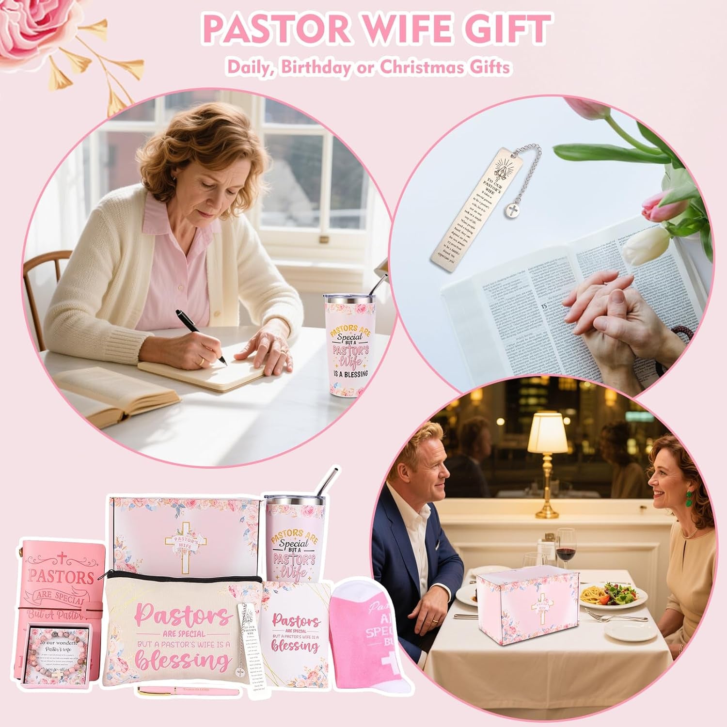 Pastor Wife Appreciation Gifts for Women Christian Gifts Unique Pastor Gift for Pastor'S Wife Including Journal Tumbler Socks Makeup Bag Pen Card for Birthday Christmas